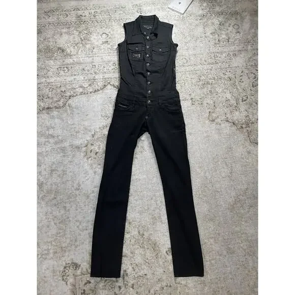 Philipp‎ Plein Calamity Jain Limited Ed. Black Studded Skull Jumpsuit RARE XS